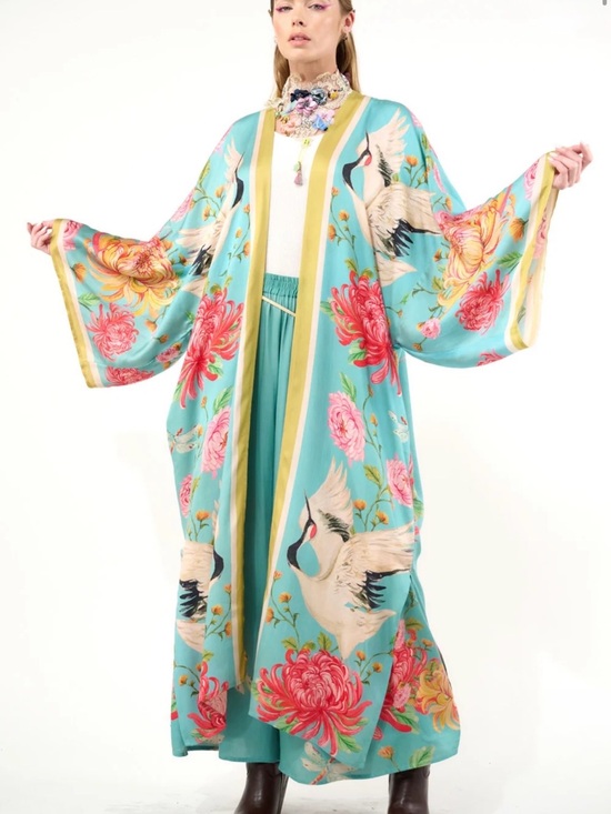 Anthropologie Other - Aratta Legend Of The Crane Kimono in Vintage Emerald #fall #boho #wearableart